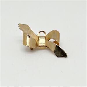 Vintage Gold Tone Bow Brooch Lapel Pin Necklace Pendant